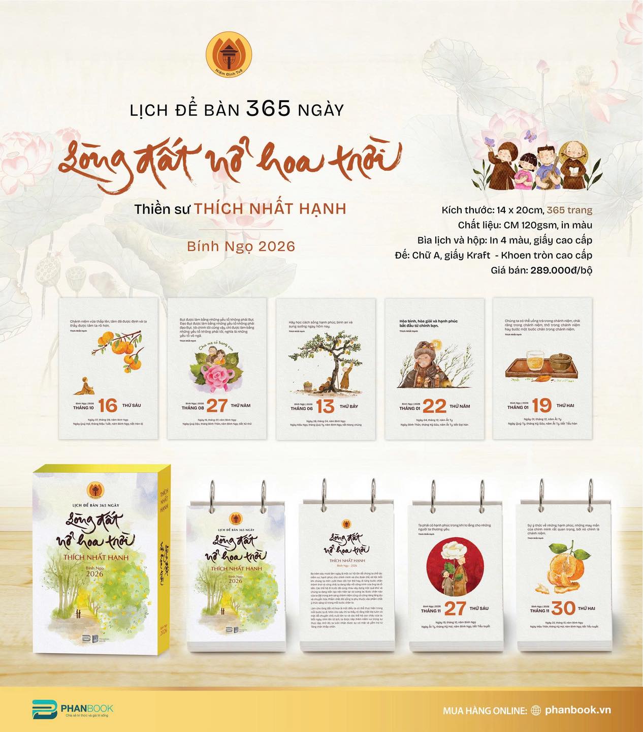 LỊCH BÀN “LÒNG ĐẤT NỞ HOA TRỜI” – Thiền Sư Thích Nhất Hạnh – PhanBook