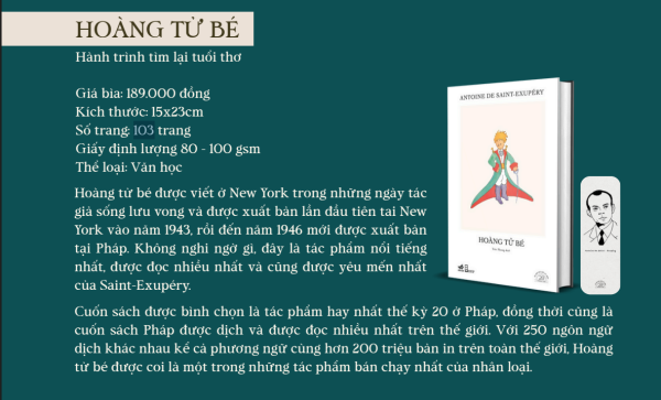 (Ấn bản đặc biệt kỷ niệm 20 năm Nhã Nam) HOÀNG TỬ BÉ – Antoine de Saint – Exupéry – Trác Phong dịch - NXB Hội Nhà Văn -  Nhã Nam