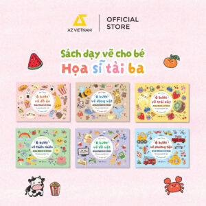 BỘ 6 CUỐN SÁCH THIẾU NHI HỌA SĨ TÀI BA: 6 Bước Vẽ Trái Cây, 6 Bước Vẽ Động Vật, 6 Bước Vẽ Đồ Ăn, 6 Bước Vẽ Đồ Vật, 6 Bước Vẽ Phương Tiện, 6 Bước Vẽ Thiên Nhiên - HHJelly – AZ Việt Nam