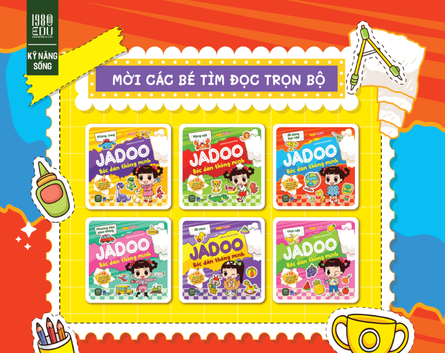 BỘ JADOO BÓC DÁN THÔNG MINH - HelloJadoo - Quỳnh Hương dịch – 1980 Books - NXB Dân Trí